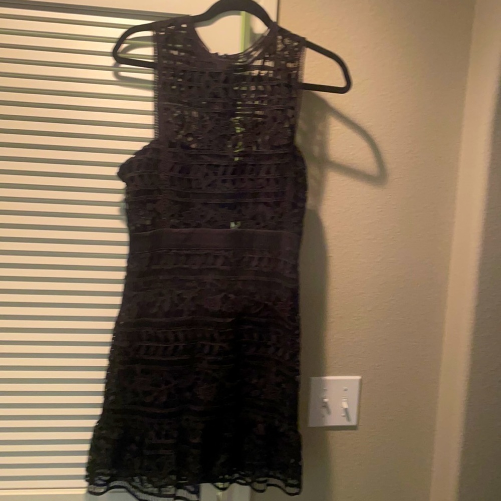Black bebe lace panel dress